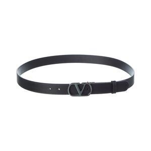Valentino Vlogo Signature Leather Belt, Black
